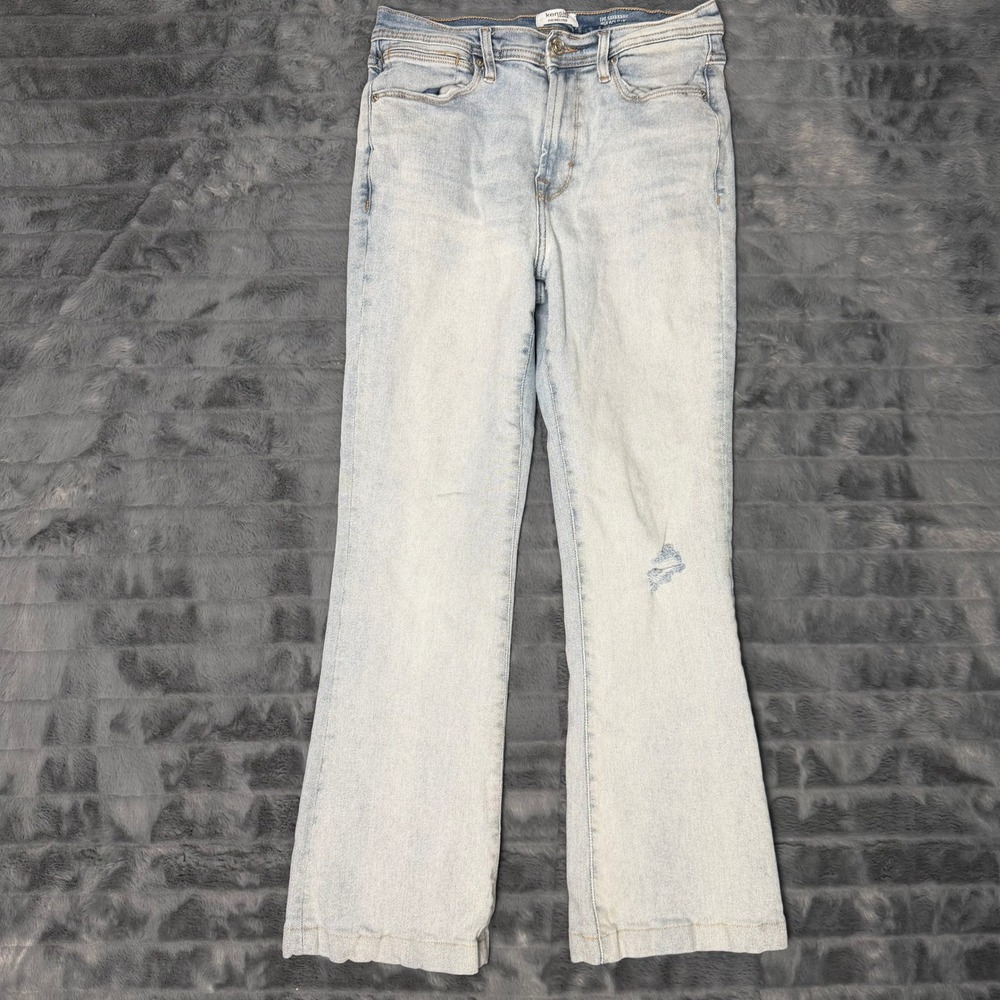 Kensie Jeans The Savannah Flare Jeans Womens 8/29 Light Wash High Rise Distress